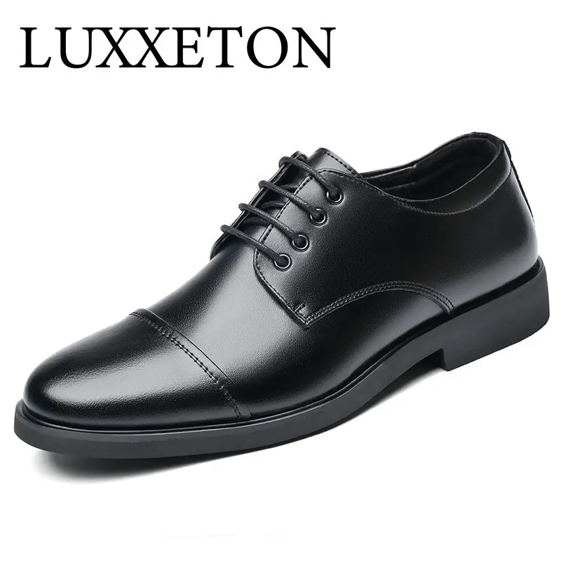 

Men Formal Business Shoes A Pedal Pointed Toe Breathable Nonslip Solid Color Loafers Low-top Casual British Style Leather