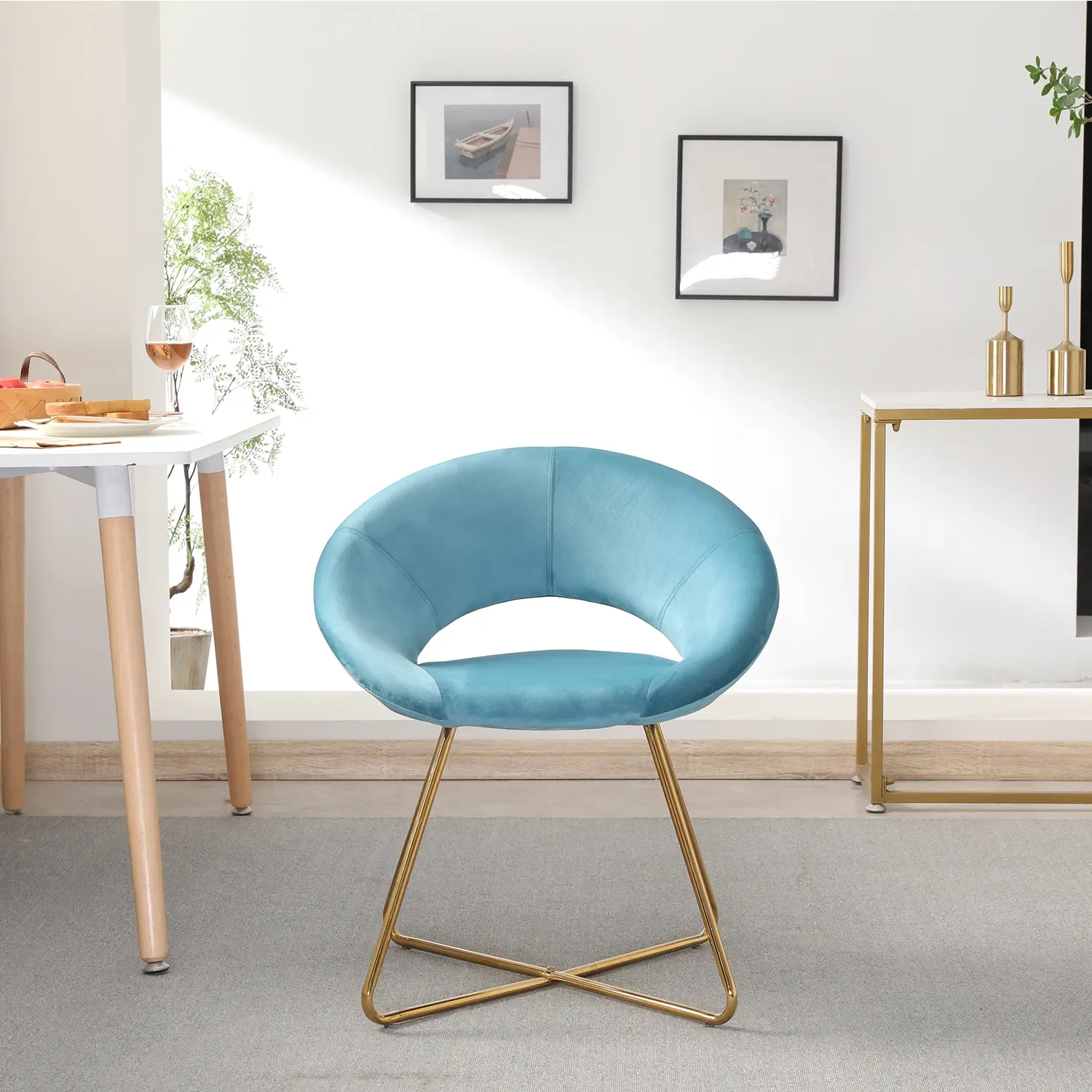 Modern velvet dining chair 1 set, upholstered upholstered chair, comfortable table and chairs, dress