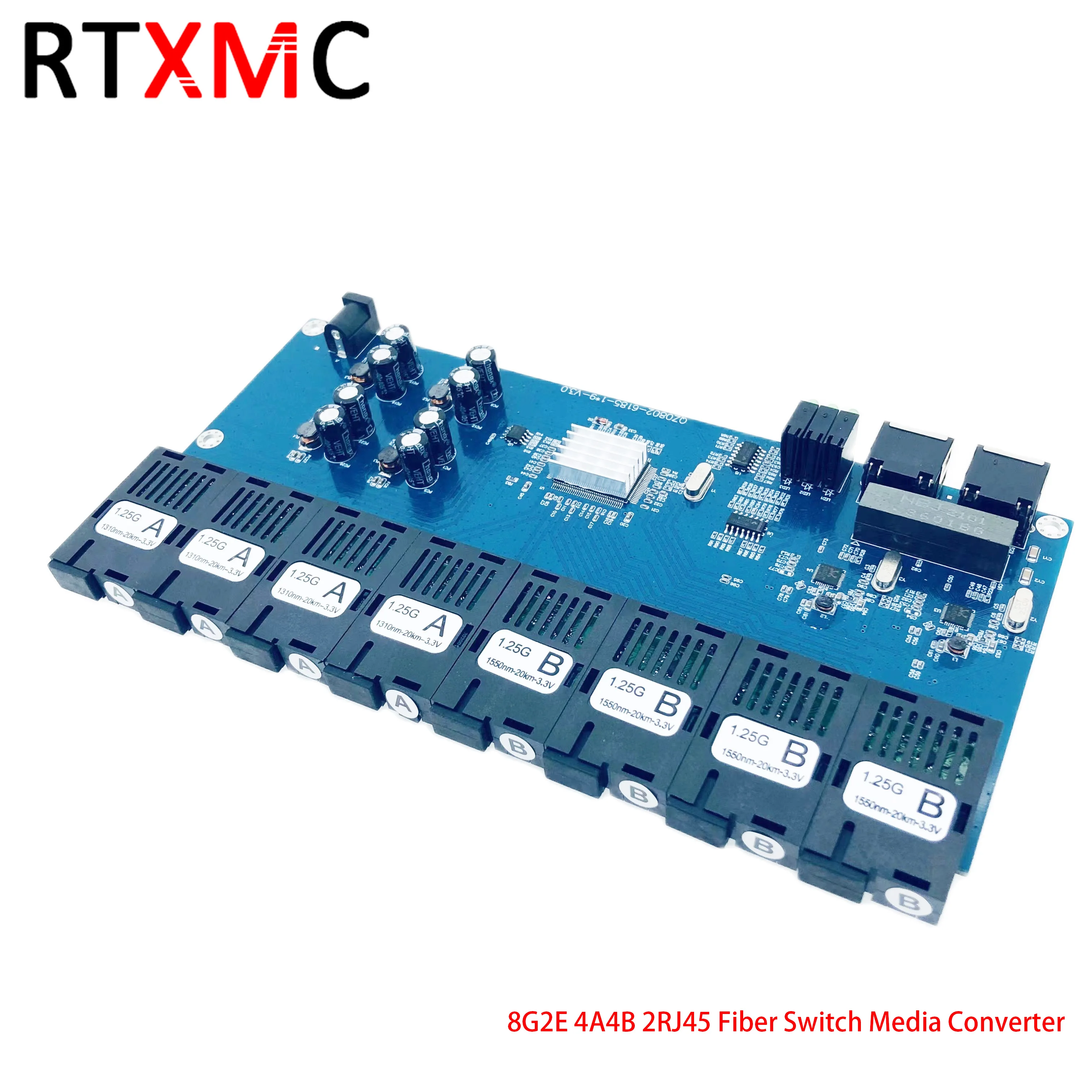 Волоконный коммутатор FTTH 8G2E 8SC 1 25G 2RJ45 оптический медиа-конвертер печатная плата 8