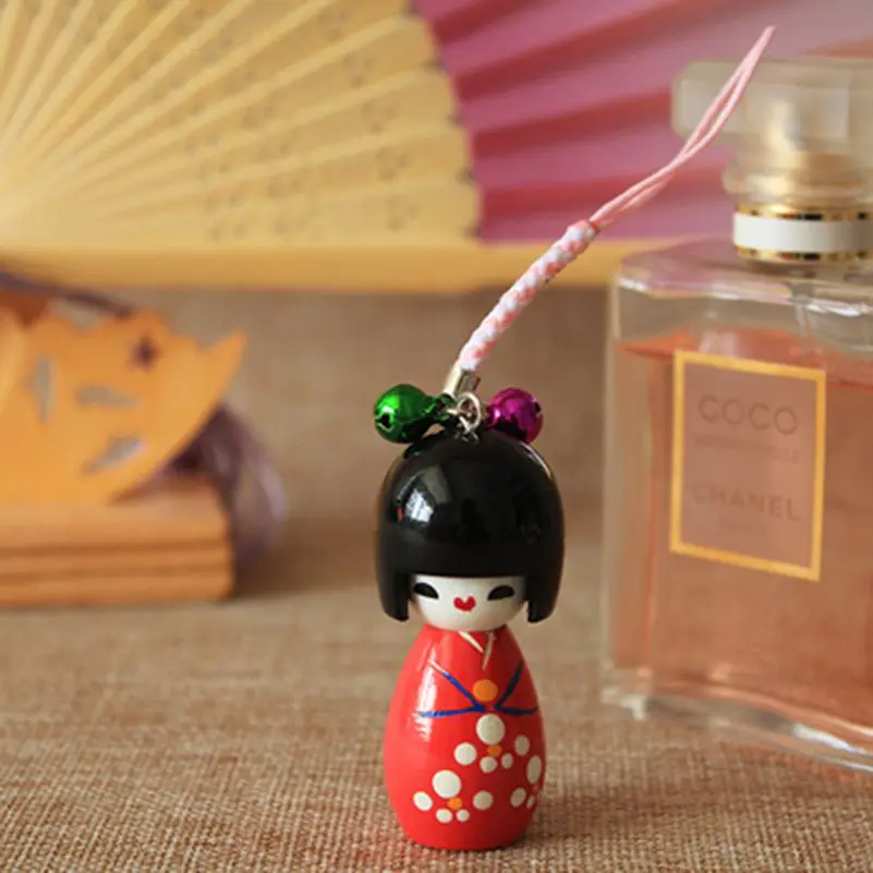

5cm Japanese kimono doll puppet pendant with sling
