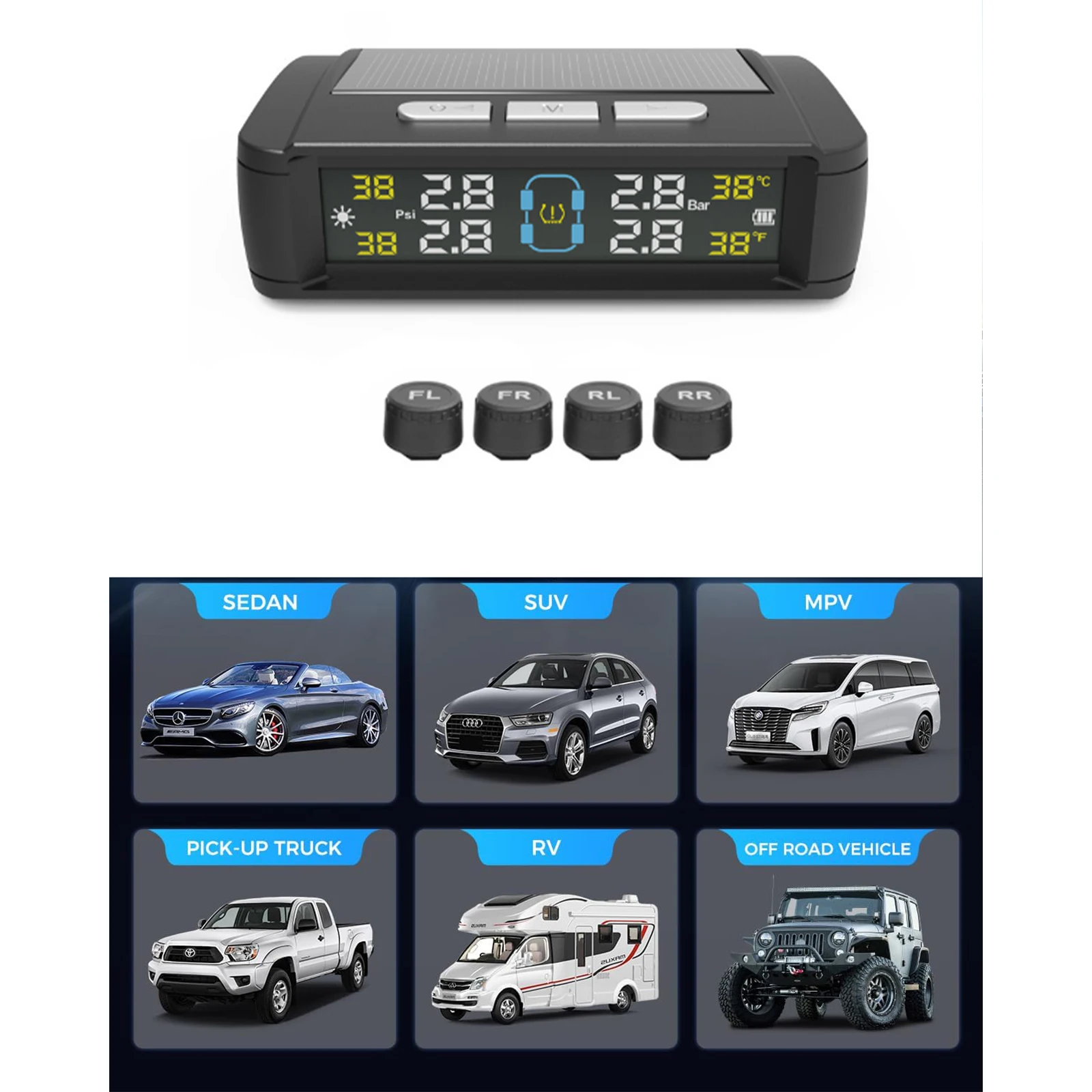 Внешние датчики TPMS 4 система контроля давления в шинах на солнечной энергии