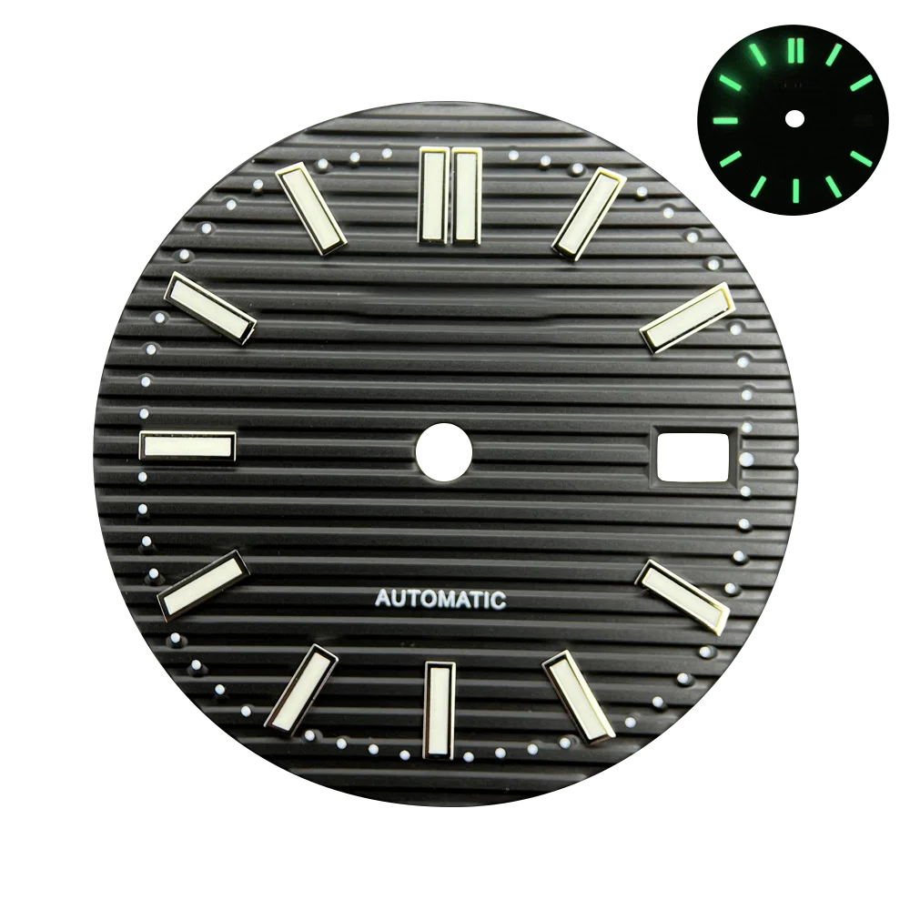 29.8mm Nautilus Dial Green Luminous Watches Accessories for NH35 NH36 Automatic Movement With S Logo