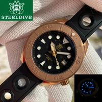 steeldive luxury sd1971s 44 9mm solid bronze mens watches black dial blue luminous 200bar nh35 automatic mechanical wrist watch