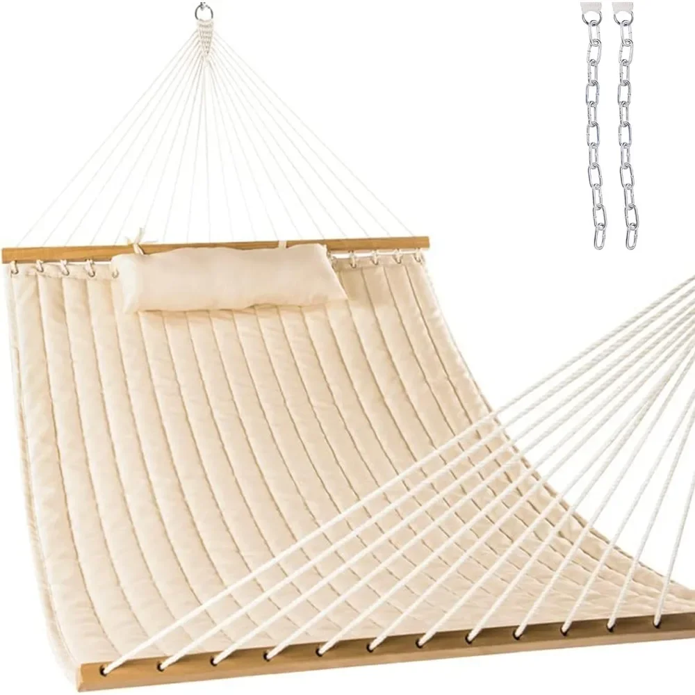 Двойной гамак из стеганой ткани 12 футов с подушкой Двухместный раздвижной