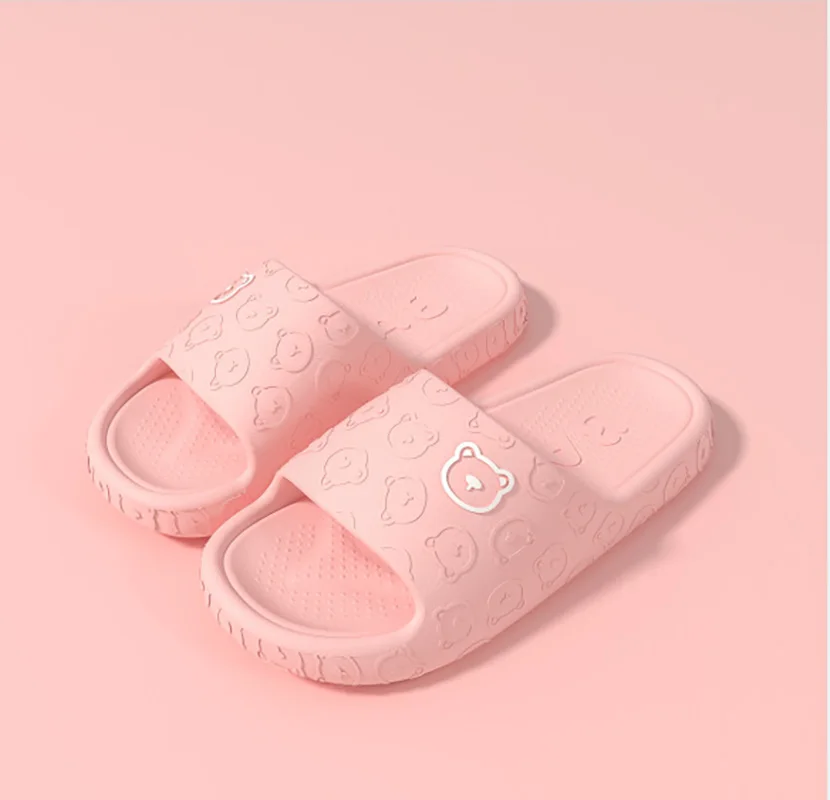 Cute Bear Home Slippers for Womens Summer Indoor Lovely Cartoon  Sandals Ladies Couples Bedroom Non-slips Men Shoes Slides