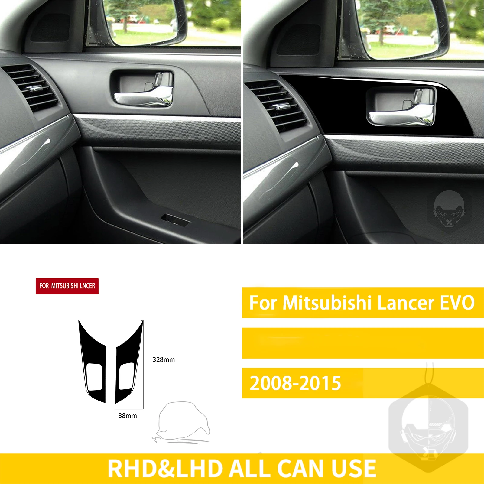 Автомобильные аксессуары для Mitsubishi Lancer EVO GTS 2008-2015, пластиковое пианино, черное внутреннее снаряжение, лампа для чтения дверей, стикер для отделки воздуховыпускного отверстия