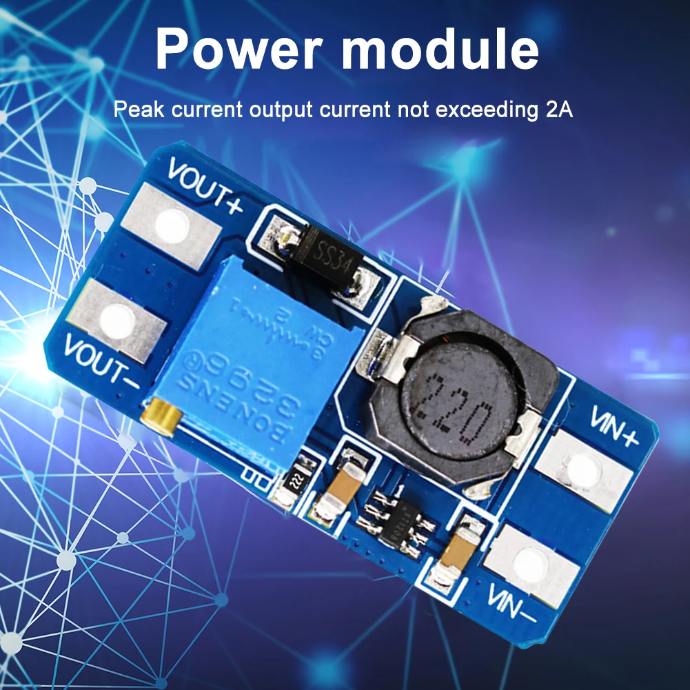 

2pcs Booster Module Mini MT3608 DC-DC Booster Power Module Input 3V/5V Litre 5V/9V/12V/24V Adjustable Step Up Power Apply Module