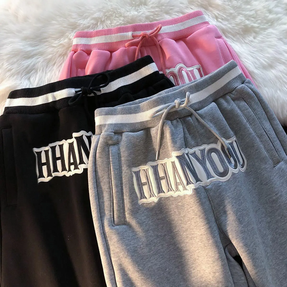 Женские брюки с Вышивкой Букв свободные спортивные женские повседневные