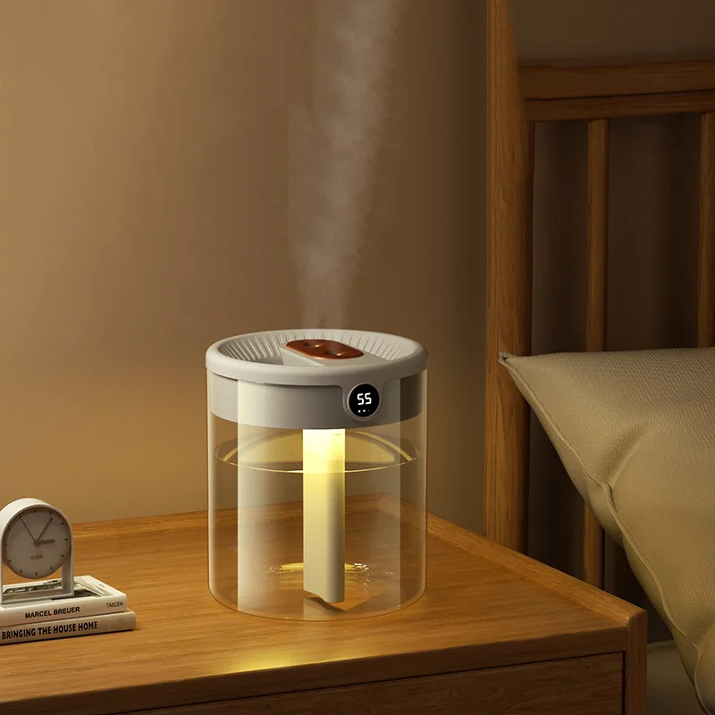 

2L Air Humidifier Double Nozzle With LCD Humidity Display Large Capacity Aroma Essential Oil Diffuser Home Fragrance Humidifier