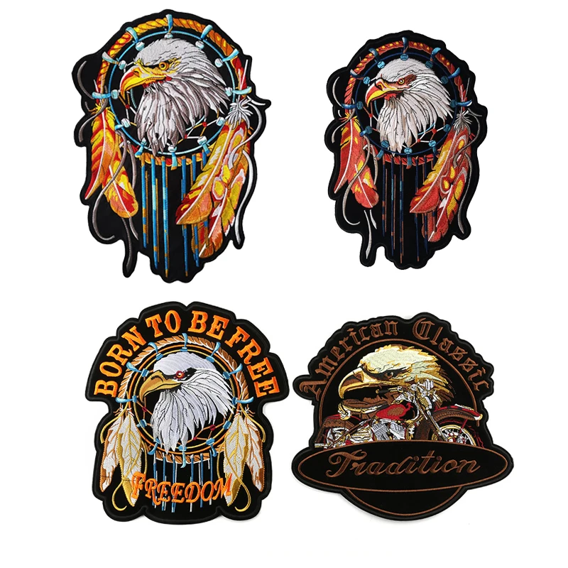 Классические большие нашивки с вышивкой в виде животных, освобожденный Американский Орлан для куртки, жилет для спины, Байкерская искусственная вышивка