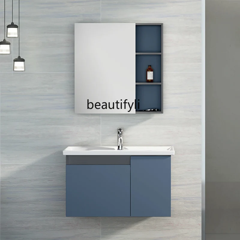 

zqBathroom Cabinet Simple Bathroom Mirror Cabinet Wash Whole Washbin Combination A2211