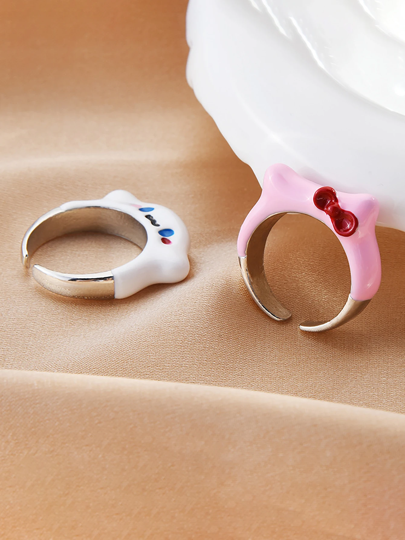 2 шт. кольцо Hello Kitty для женщин аниме мультяшный кавайный Коричный палец ювелирные