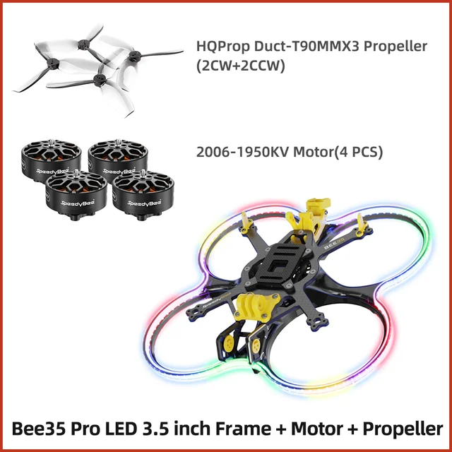 SpeedyBee Bee35 Pro frame kit + Meteor LED + 4x 2006 1950KV + 4x HQProp Duct-T90MMX3