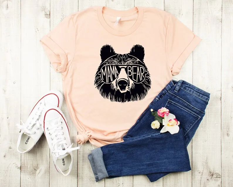 Рубашка МАМА МЕДВЕДЬ, рубашка мама День матери медведь для мамы ребенок душ животные Природный влюбленный короткий рукав Топ Футболки с круглым вырезом уличная одежда Харадзюку