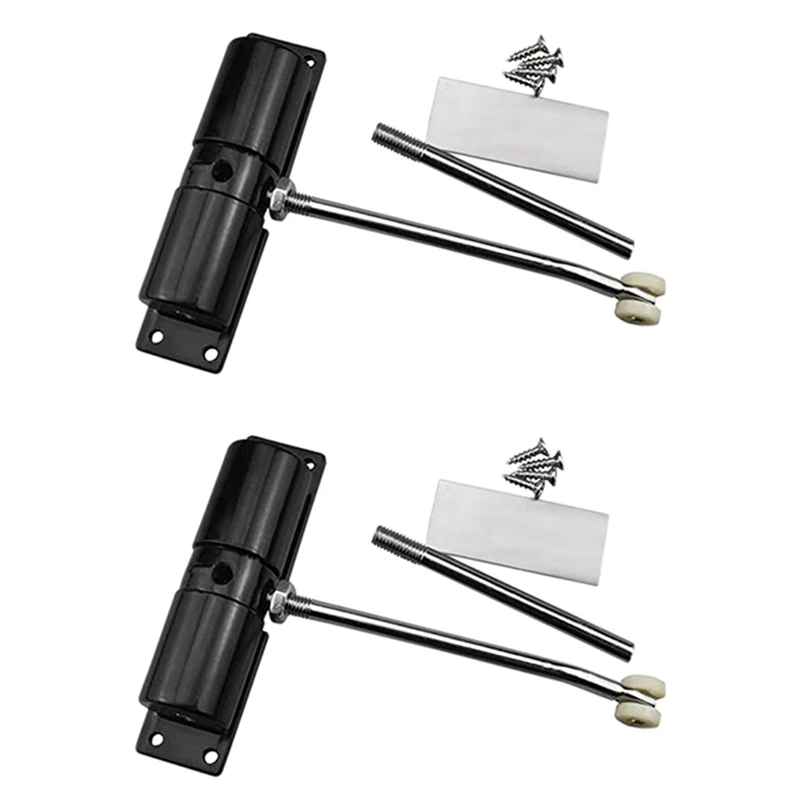 

GTBL 2X Door Closer Household Black Belt Wheel Adjustable Automatic Door Closing Light Zinc Alloy Spring Door Closer