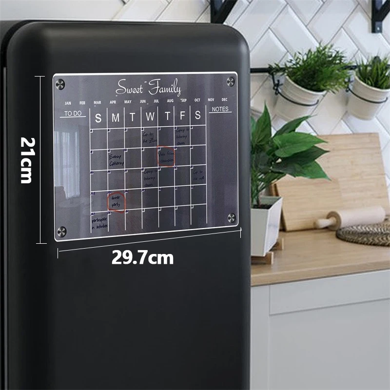 

2023NEW Magnetic Calendar Acrylic Drawing Dry Erase Board Planner Daily Weekly Monthly Schedule Fridge Sticker Message Board