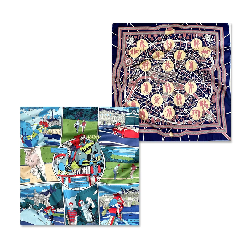 

Edge Scarfs Designer,Manual Rolled Scarf Top Satin Scarf 90x90 Satin Square Scarfs Bandana 100% Silk Designer Scarf Shawls