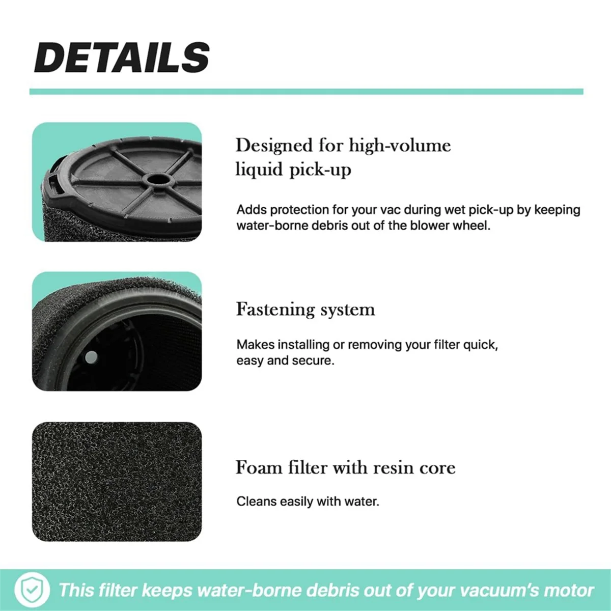 Сменный фильтр VF7000 для пылесоса только влажных/сухих пылесосов емкостью 5-20