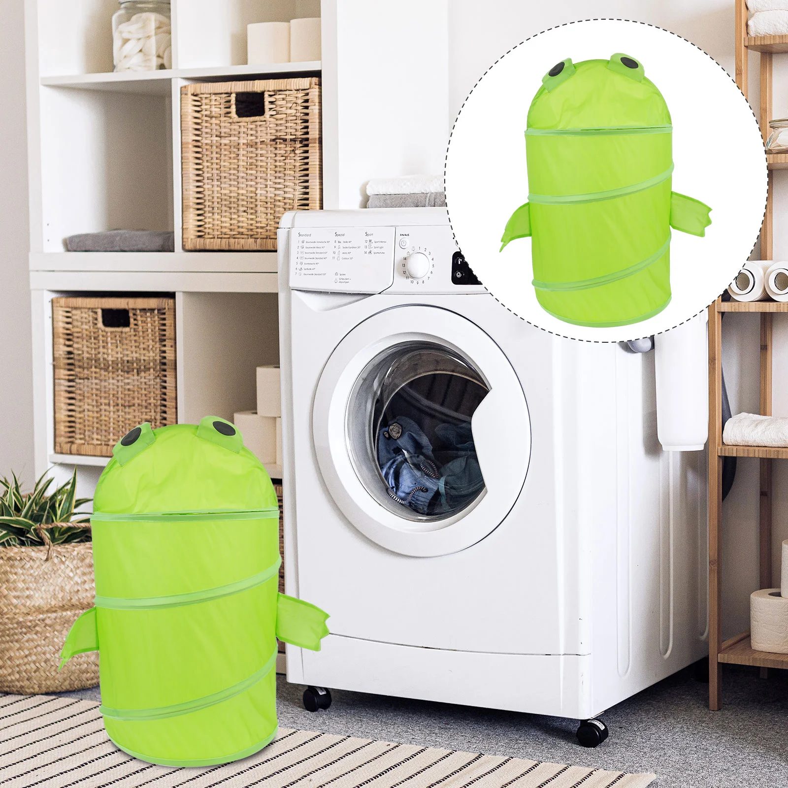 

Sundries Storage Barrel Foldable Soft Toys Babies Animal Child Woven Basket Lid