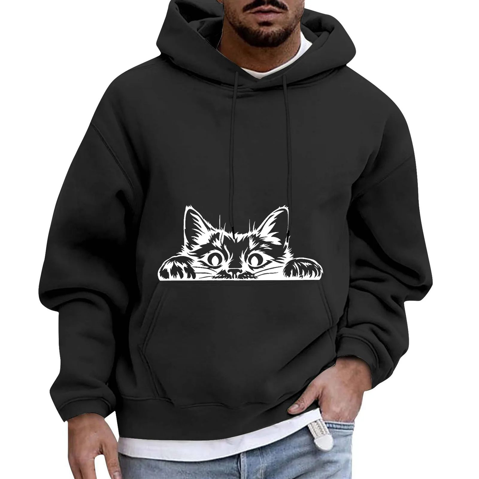 

Мужской осенне-зимний модный Повседневный свитер с длинными рукавами и капюшоном с буквенным принтом