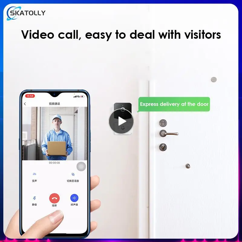 

Intelligent Doorbell Indoor High-definition Electronic Cat Eye Monitoring Hd Camera Security Voice Change Type-c Doorbell Tuya