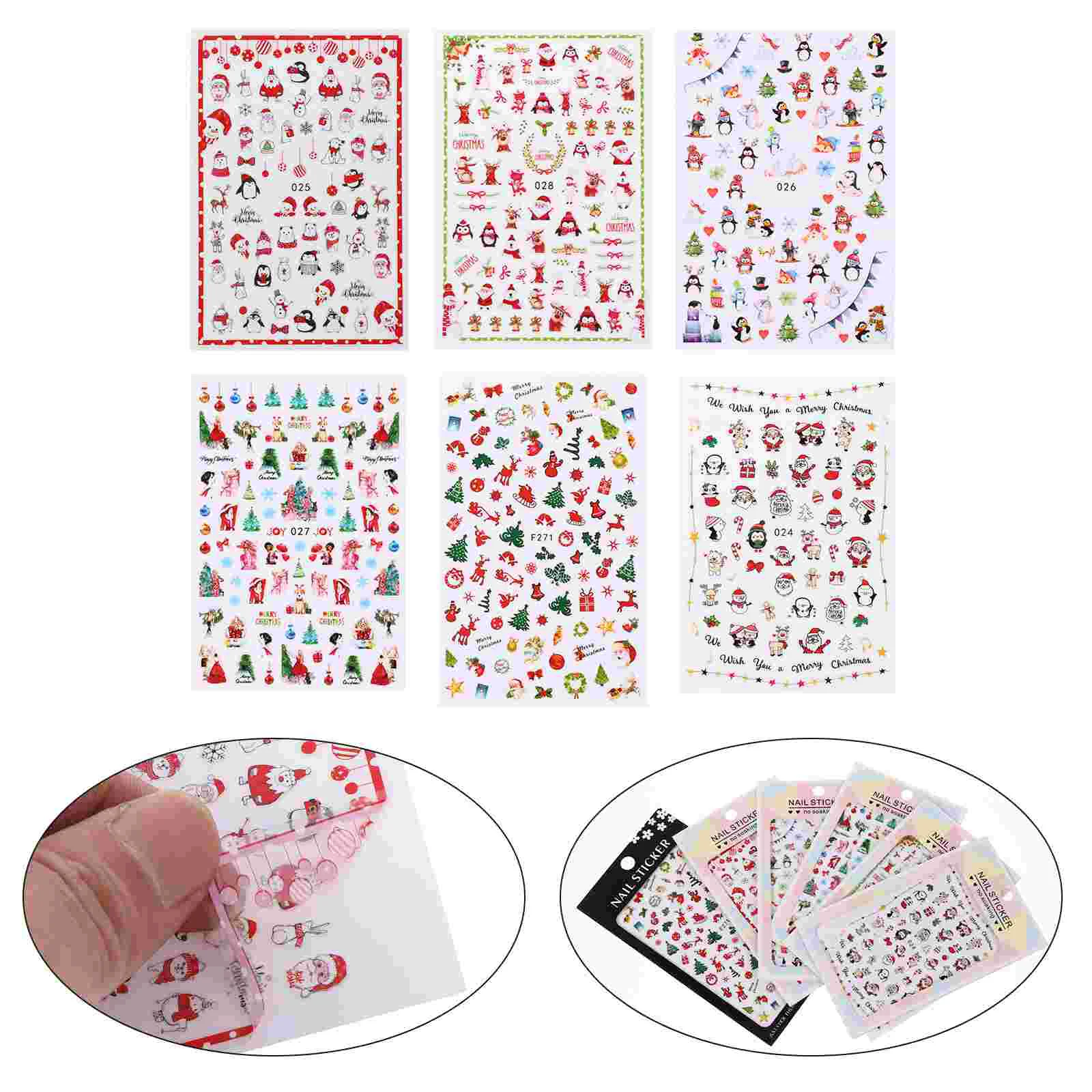 

6 Sheets Christmas Nail Nail Decoration Snowflake Party Manicure Stickers