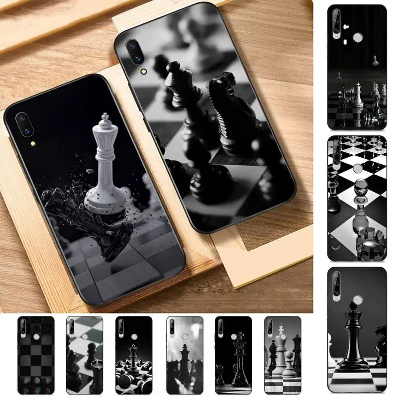 

Black white chess Phone Case for Huawei Y 6 9 7 5 8s prime 2019 2018 enjoy 7 plus