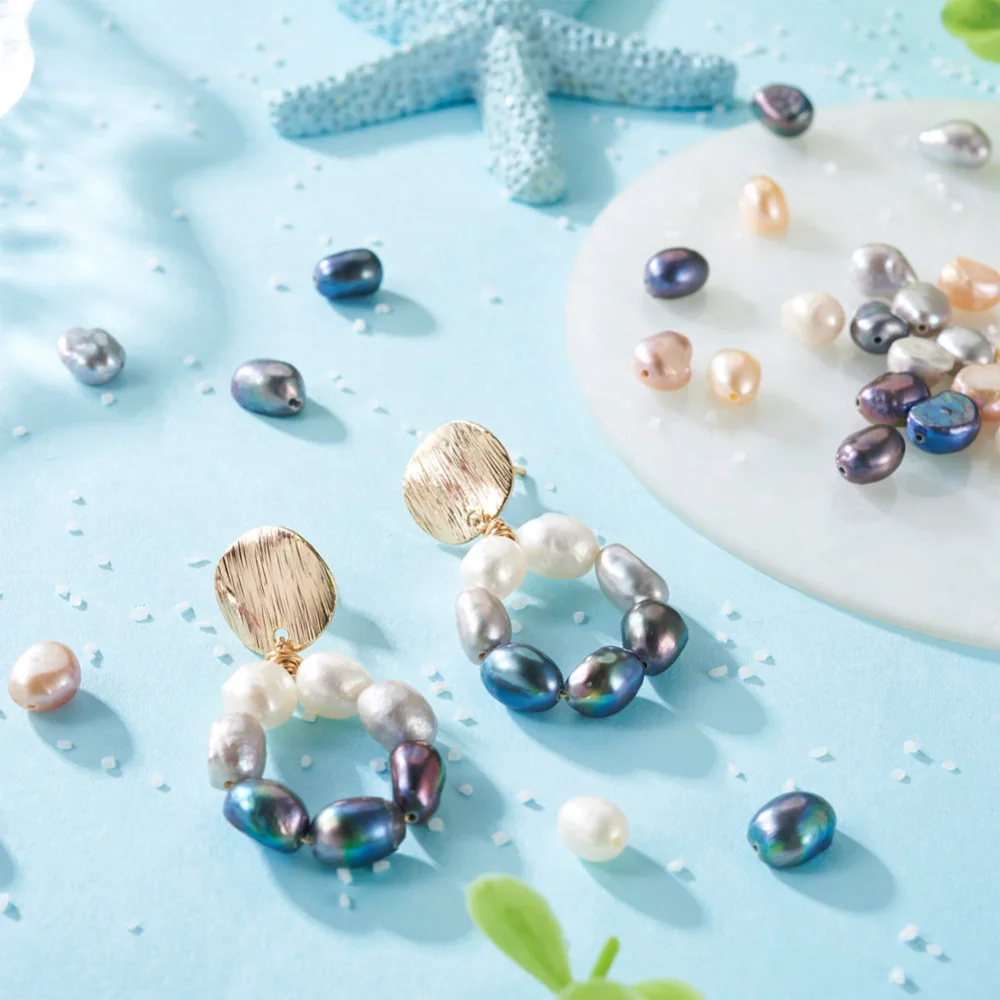 100Pcs Natural Cultured Freshwater Pearl Beads Rice Shape Loose Beads for Necklace Bracelet Charm Jewelry Making DIY Accessories