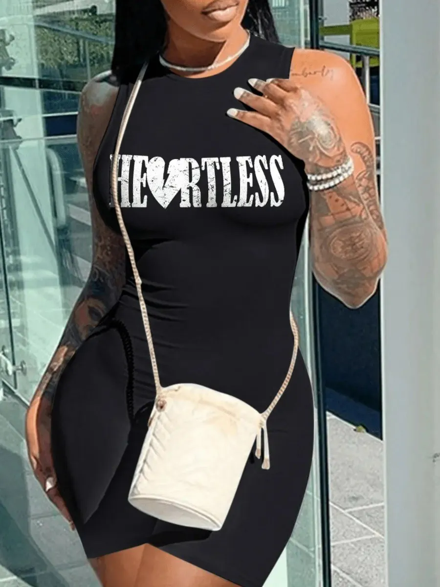 LW Sexy Female Jumpsuit Broken Heart Letter Print Romper Bodysuit Sleeveless Short Sleeved Woman Clothes summer short Jumpsuit