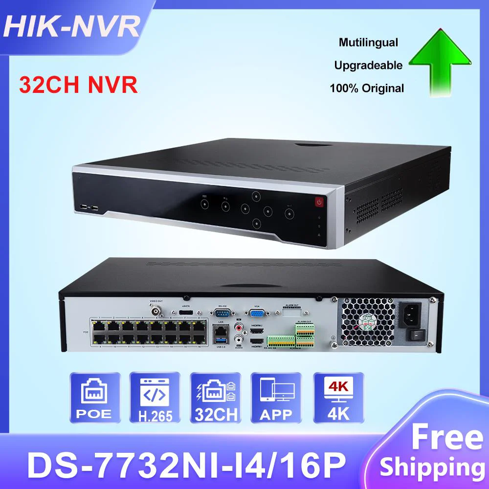 

HIK 4K 12MP NVR 32 Channel DS-7732NI-I4/16P 16POE H.265+ Two-Way Audio 4HDD Alarm Security Ispy P2P Network Video Recorder