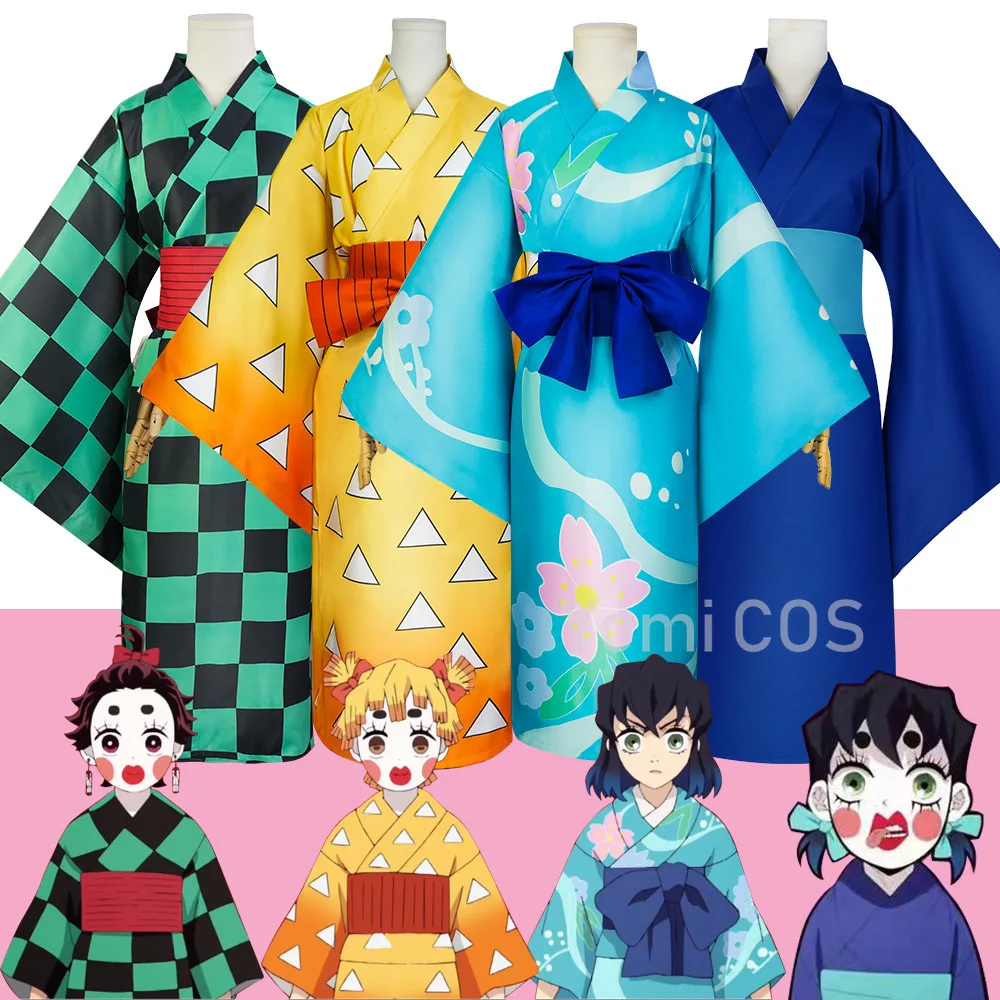 

Demon Slayer Agatsuma Zenitsu Hashibira Inosuke Kamado Tanjirou Cosplay Japanese Kimono Season 2 Costume Kimetsu No Yaiba Kimono