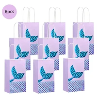 6 pieces mermaid party favors bags kids favors birthday party little mermaid tail candy cookie bag themed party decorations