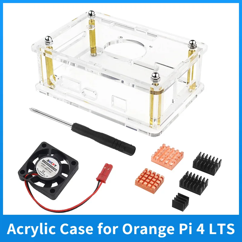 

Orange Pi 4 LTS Acrylic Case Transparent Shell Optional Fan Heat Sink 5V 4A Type-C Power Suplpy Clear Box for Orange Pi 4 LTS