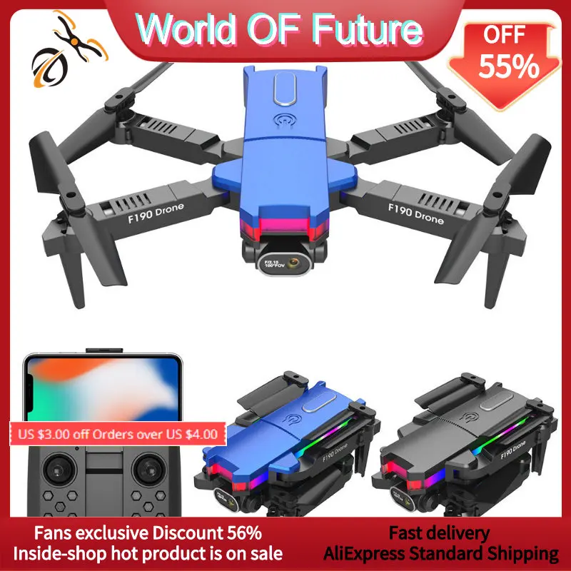 

New F190 Mini RC Drone FPV WiFi 4K Professional HD Dual Camera RC Helicopter App Controlled RC Quadcopter Drone Beginner RT Dron