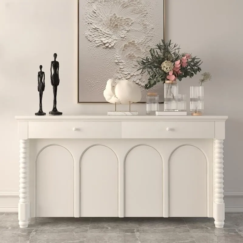 Кремово-белый декоративный шкаф для обуви из массива дерева