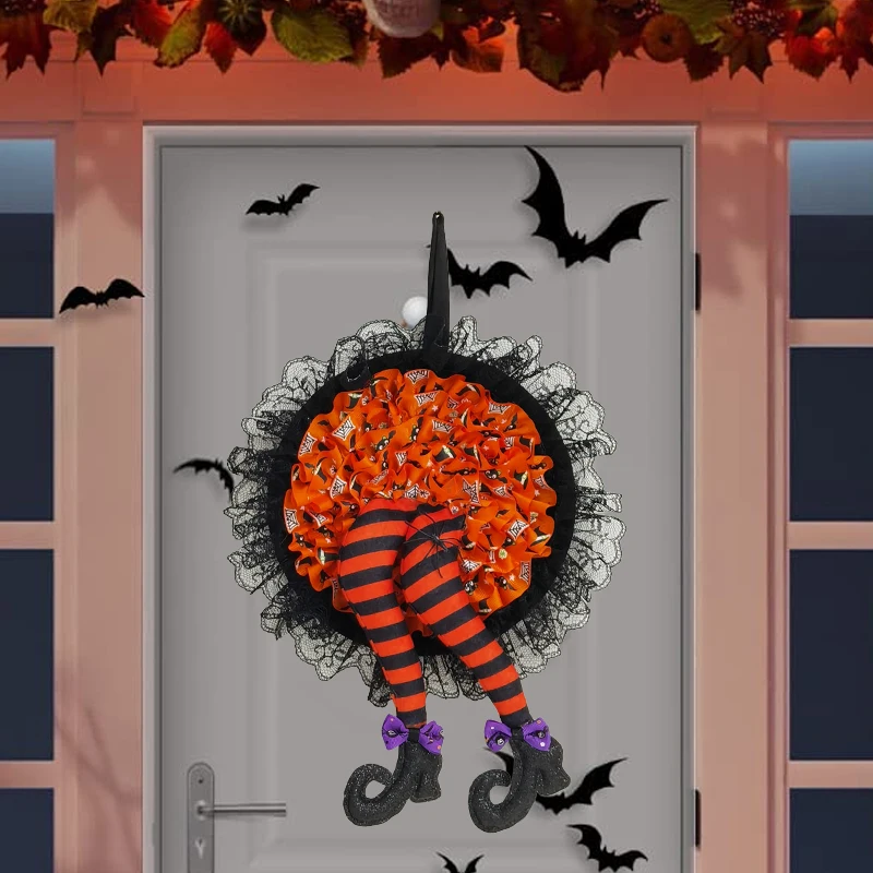 New Halloween Witch Hat Leg Door Garland Artificial Rattan Pumpkin Halloween Door Hanging Decoration Happy Party Home Supplies