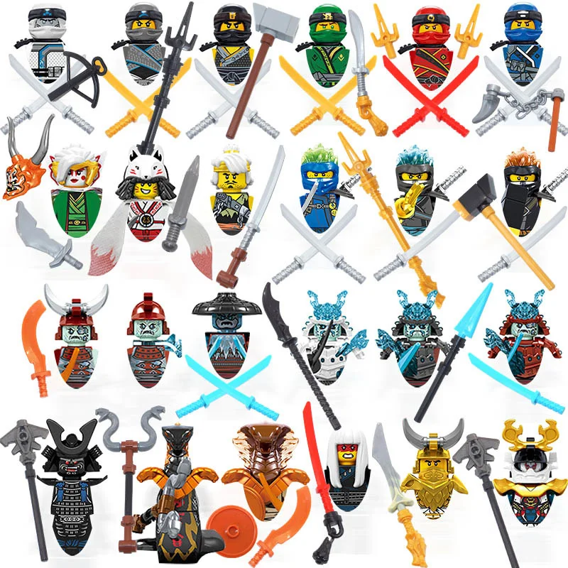 

Кукла-конструктор Ninja Masters of Spinjitzu Jay Cole Kai Zane Lloyd Mini, 24 шт./компл.