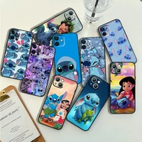 disney ohana family stitch phone case for apple iphone 14 13 12 11 pro max mini xs max x xr 7 8 plus 5s silicone black shell