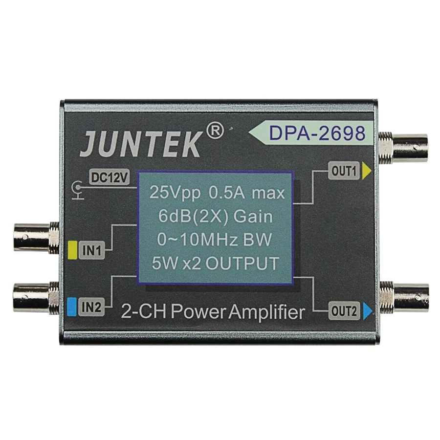 

JUNTEK DPA-2698 Dual Channels DDS Function Signal Generator Digital Control Higher Power DC 2-CH Power Amplifier
