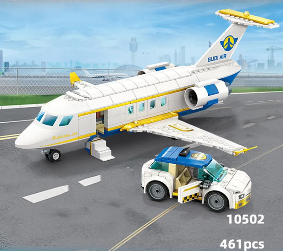

City Passenger Airplane Plane Building Blocks International Gifts Airport Truck with A Car Elevator Station Children Toy