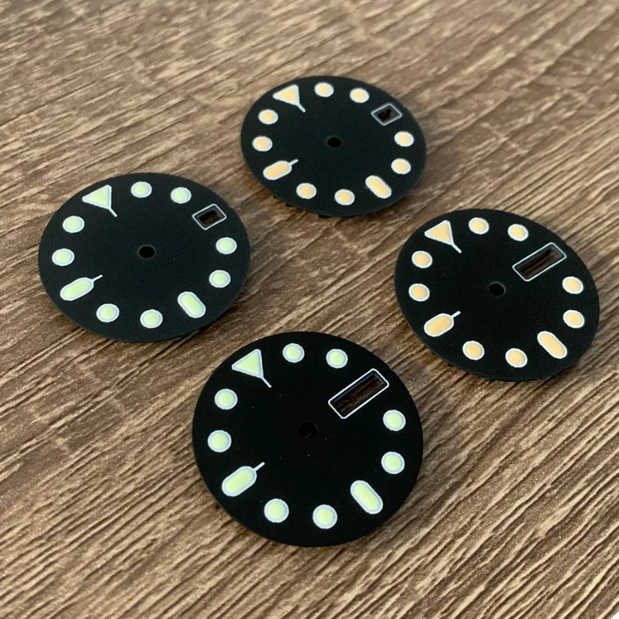 28.5mm Watch Dial Accessories Single and Double Calendar Green Luminous Modified Dial Face Suitable for NH35/36/4R/7S Movement enlarge