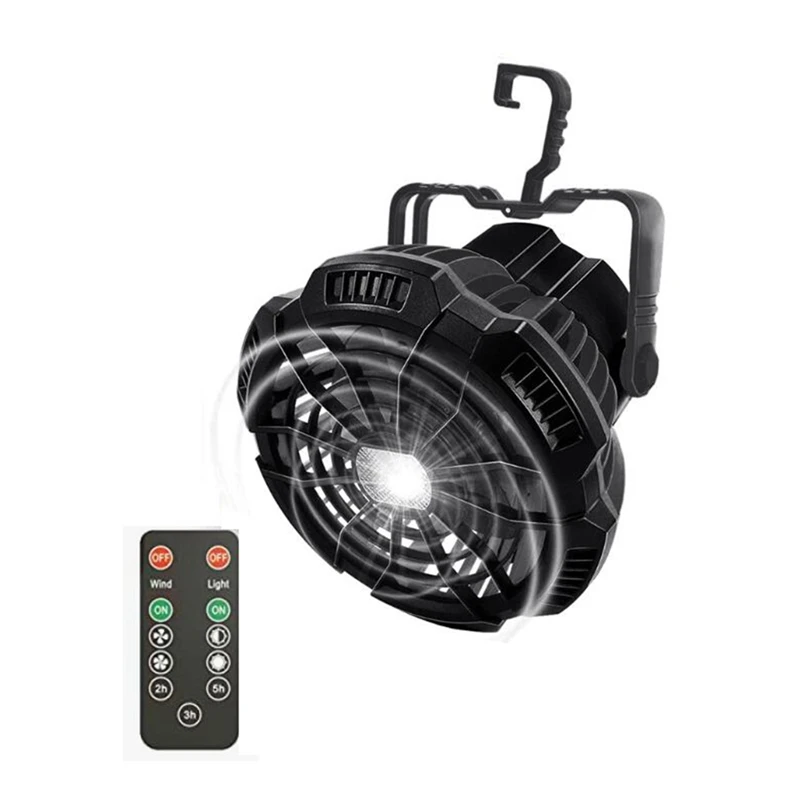 

Camping Fan With LED Lantern,5200Mah Portable Tent Fan,With Remote Control,180° Rotation,For Picnic,BBQ,Fishing,Et