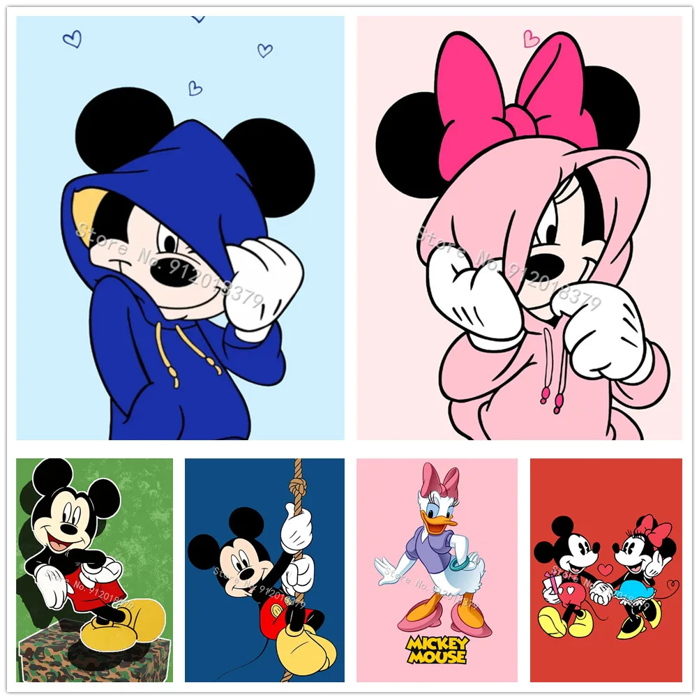 

Disney Couple Rhinestone Mosaic Art Cross Stitch Mickey Mouse Minnie Mouse Full Drill Diamond Painting Embroidery Home Decor