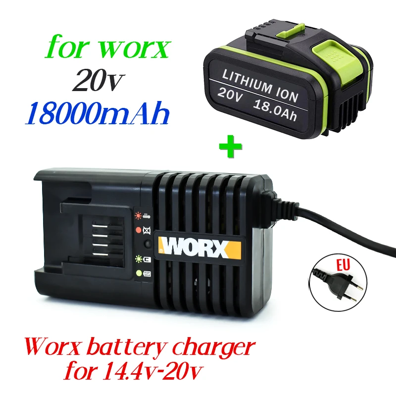 

100% Nieuwe 20V 18.0Ah Vervanging Worx 20V Max Li-Ion Batterij WA3551 WA3551.1 WA3553 WA3641 WX373 WX390 + Lader