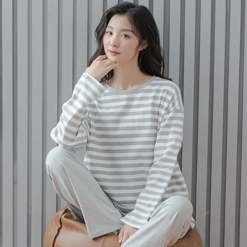 1 Ms pajamas in the spring and autumn with pure cotton long sleeve bigger sizes qiu dong cotton leisurewear suit