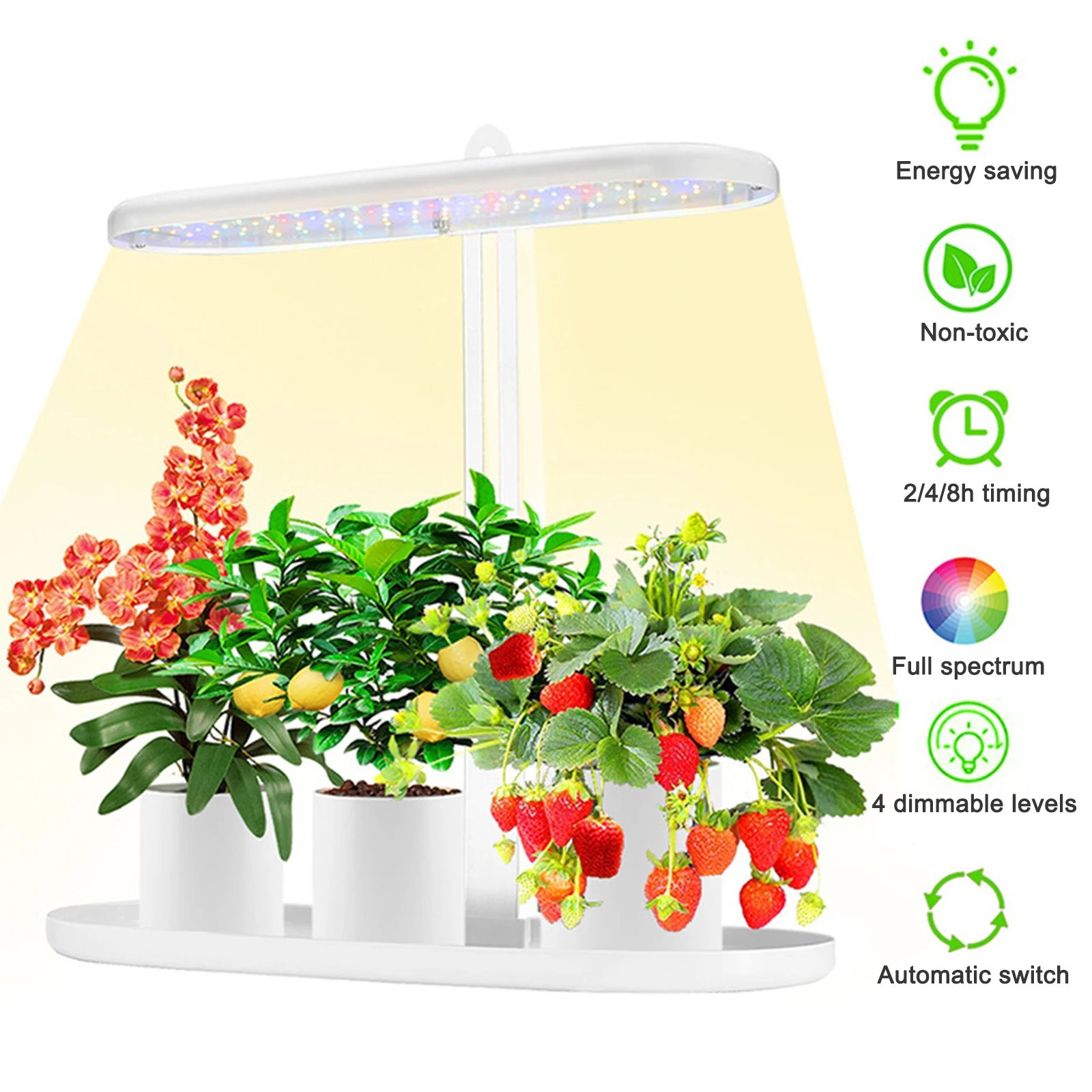 

Indoor Plant Lights Timer Desk Grow Lights Full Spectrum Dimming Bamboo Lamp For Indoor Flower Seedling With Height Adjustment