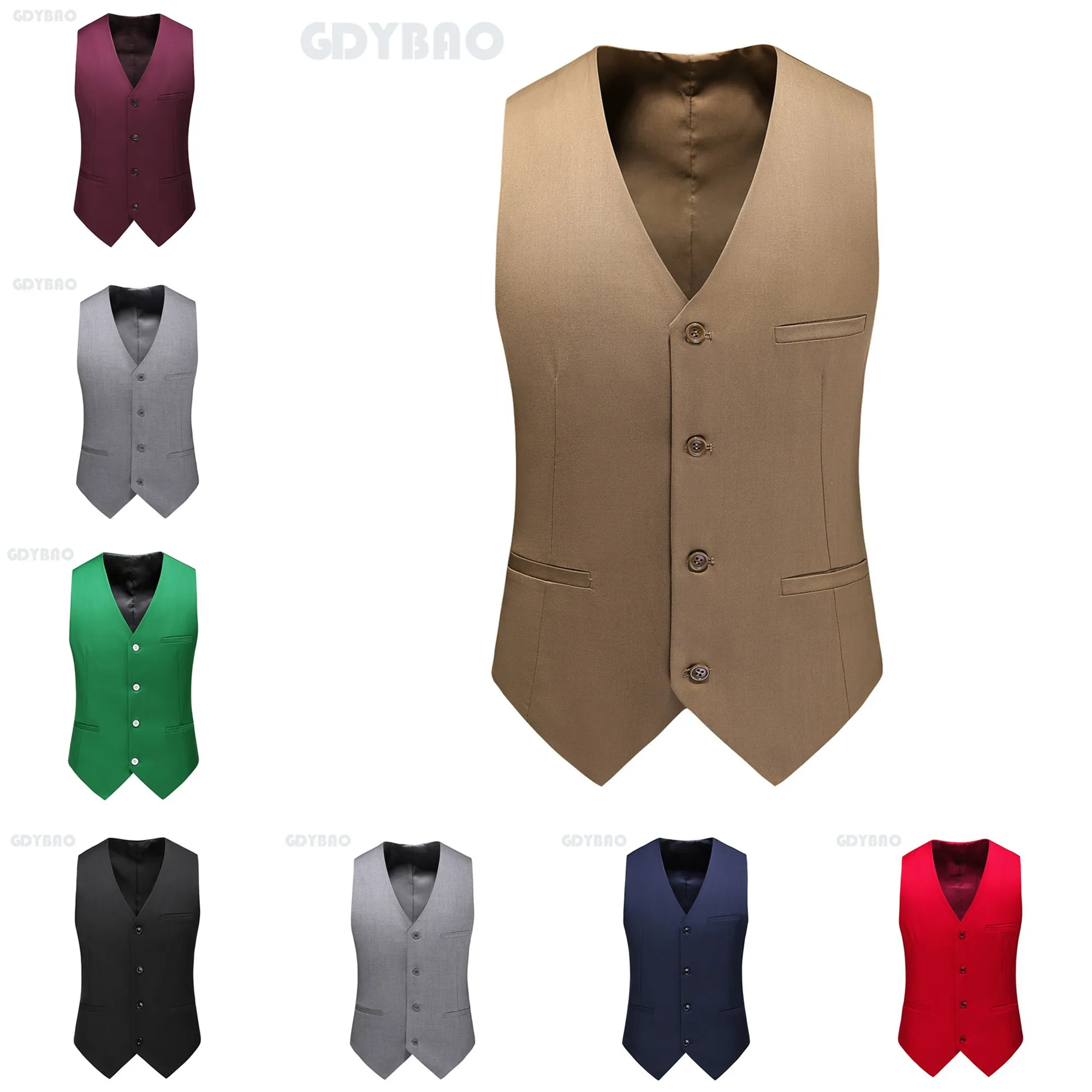 

V-Neck Single-Breasted Mens Suit Vest Casual Suit Man Formal Businss Streetwear Male Waistcoat Gilet M-6xl