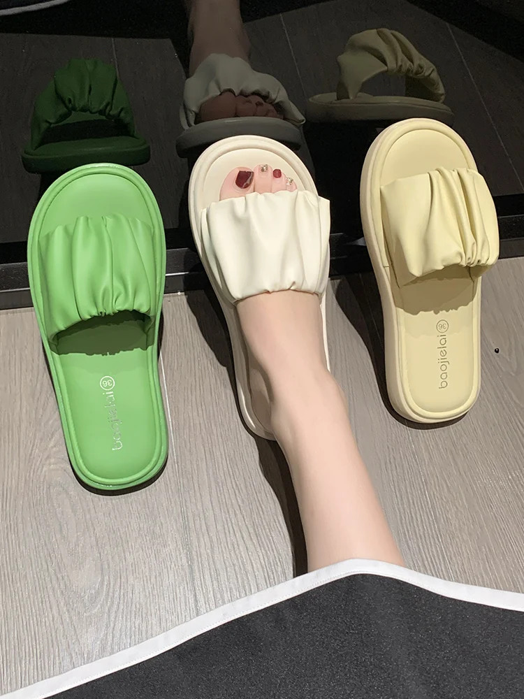 

Туфли-Лоферы женские на плоской подошве, роскошные дизайнерские мягкие шлепанцы, резина, платформа, базовая обувь из искусственной кожи, 2023