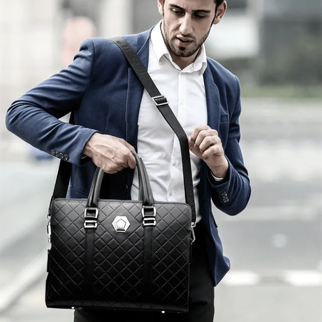 Genuine Cow Leather Men Password Lock Briefcase Business Handbag Office Shoulder Bag Male Laptop Bag Large Capacity File Bag 2
