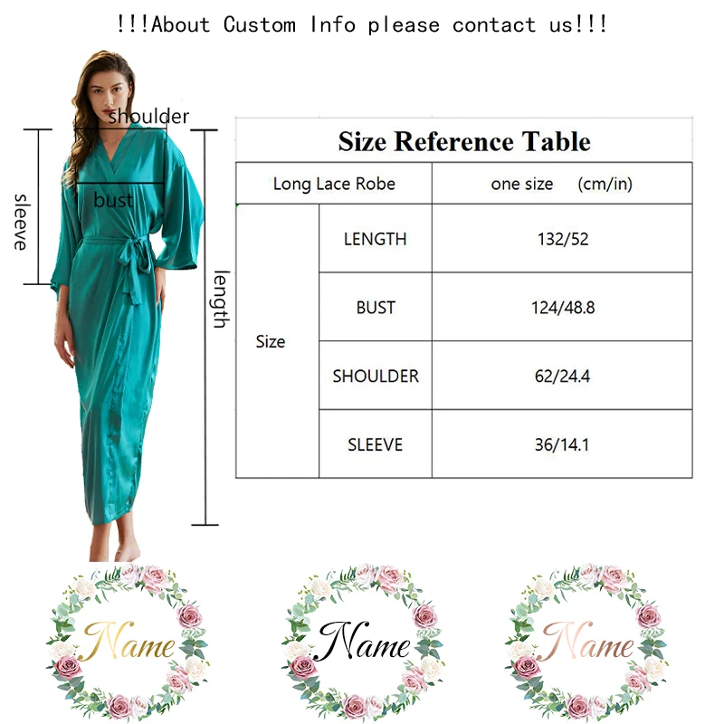 Long Chiffon Satin Robes Personalized Bridal Robe Garland Printing Full Robe Wedding Silk Bridesmaid Robes Women Night Dress